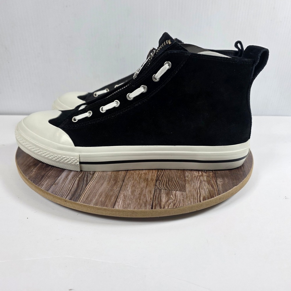 Diesel S-Astico Mzip Sneakers Men 12.5 Black White High Top Leather Suede Zip Up - Picture 4 of 11